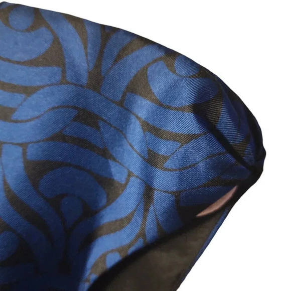 Banana Republic 100% Silk Mini Dress Blue & Black Chain Print Pockets Size 4 - Picture 6 of 13